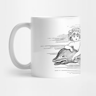 Hand Drawn Mermaid & Dolphin Pencil Mug